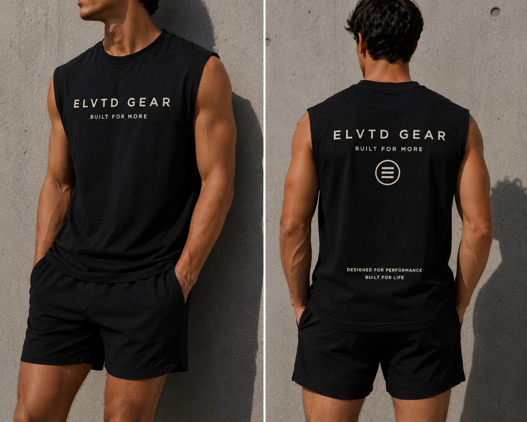 ELVTD GEAR Athletic Cut Off in black — premium athletic cut off tee — photo 3