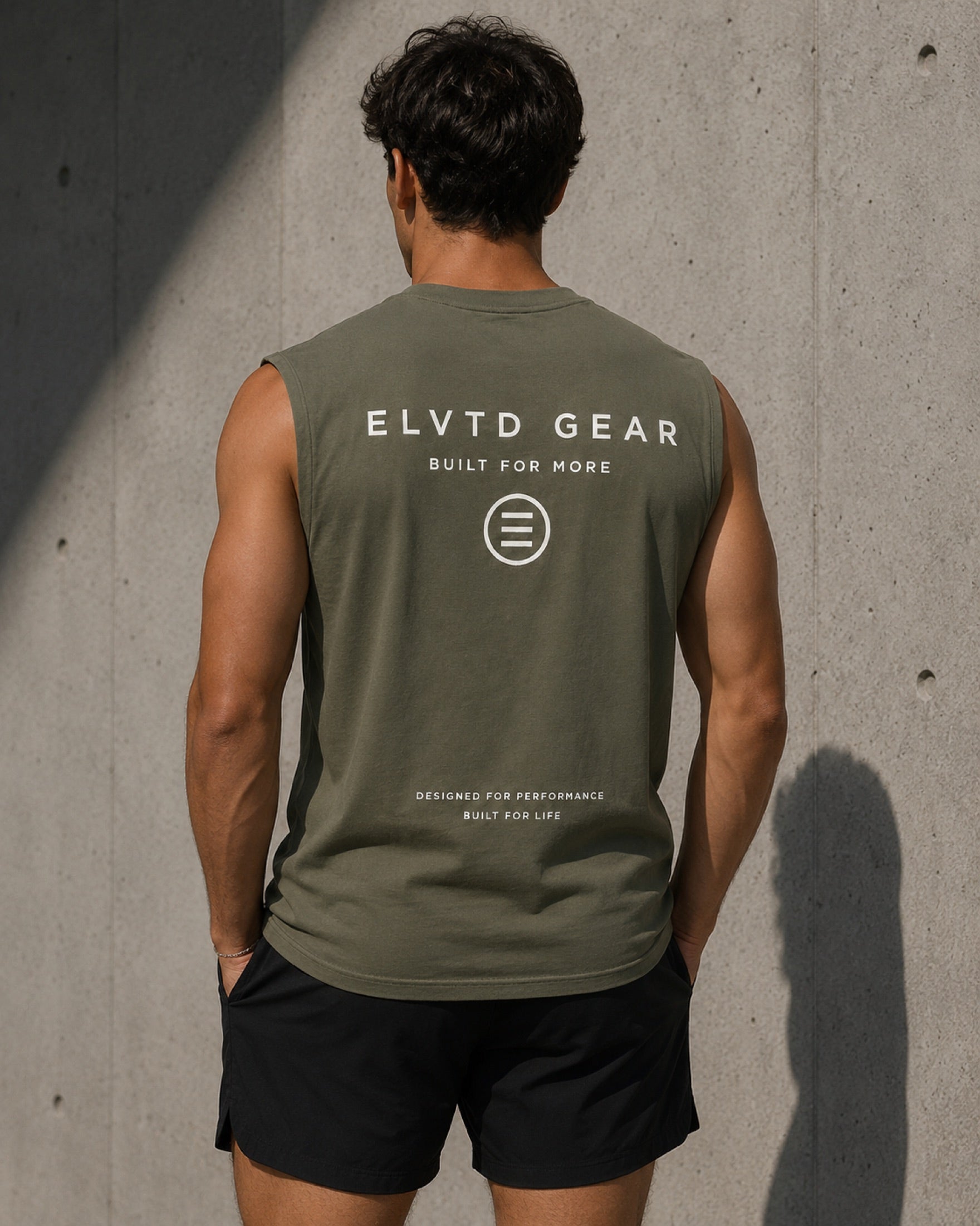 ELVTD GEAR Athletic Cut Off in army green — premium athletic wear, built for more — photo 4
