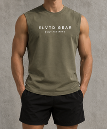 ELVTD GEAR Athletic Cut Off in army green — premium athletic wear, built for more — photo 3